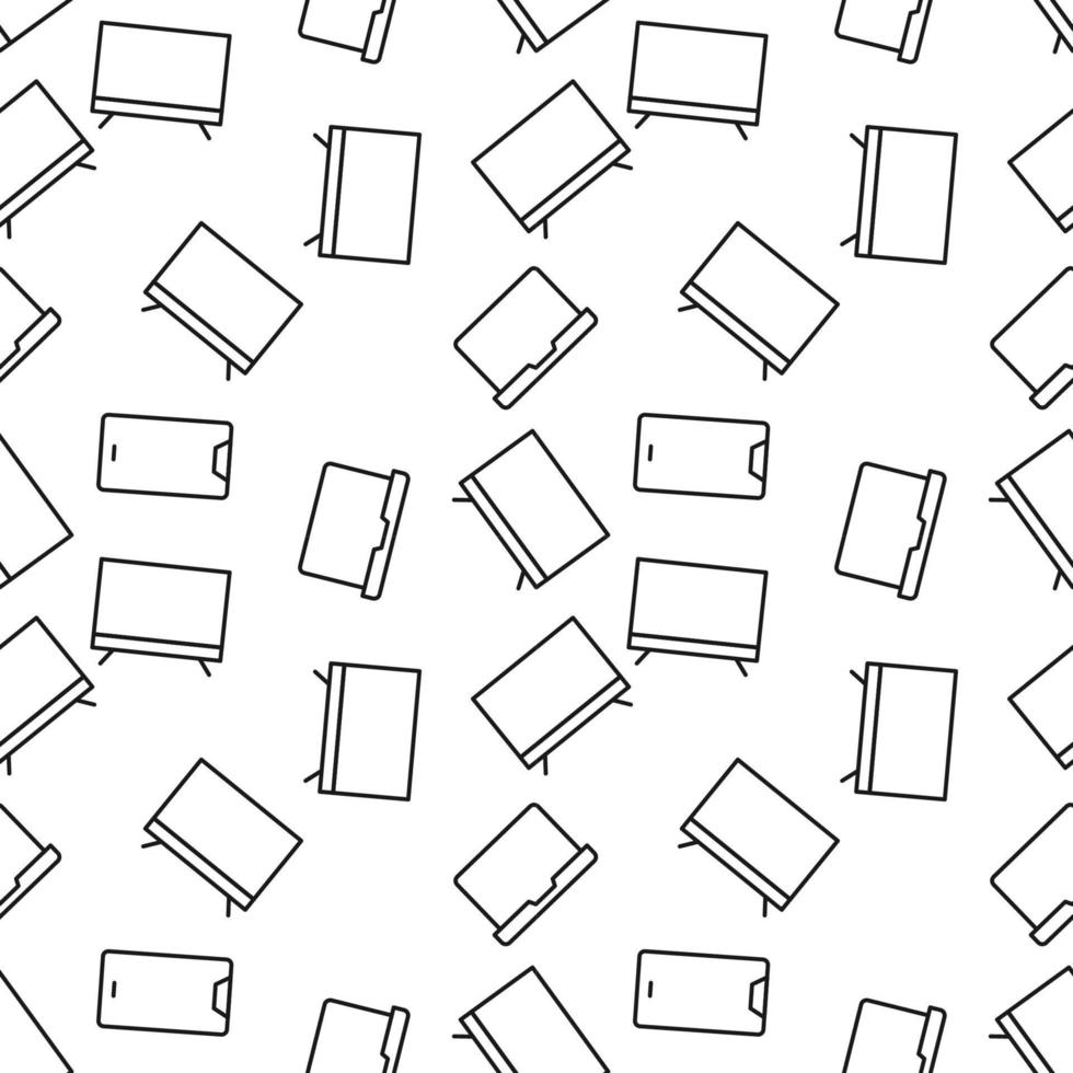 Seamless pattern of TV set, computer, laptop, smartphone. Perfect for wallpapers, covers, backgrounds, fabric, textile vector