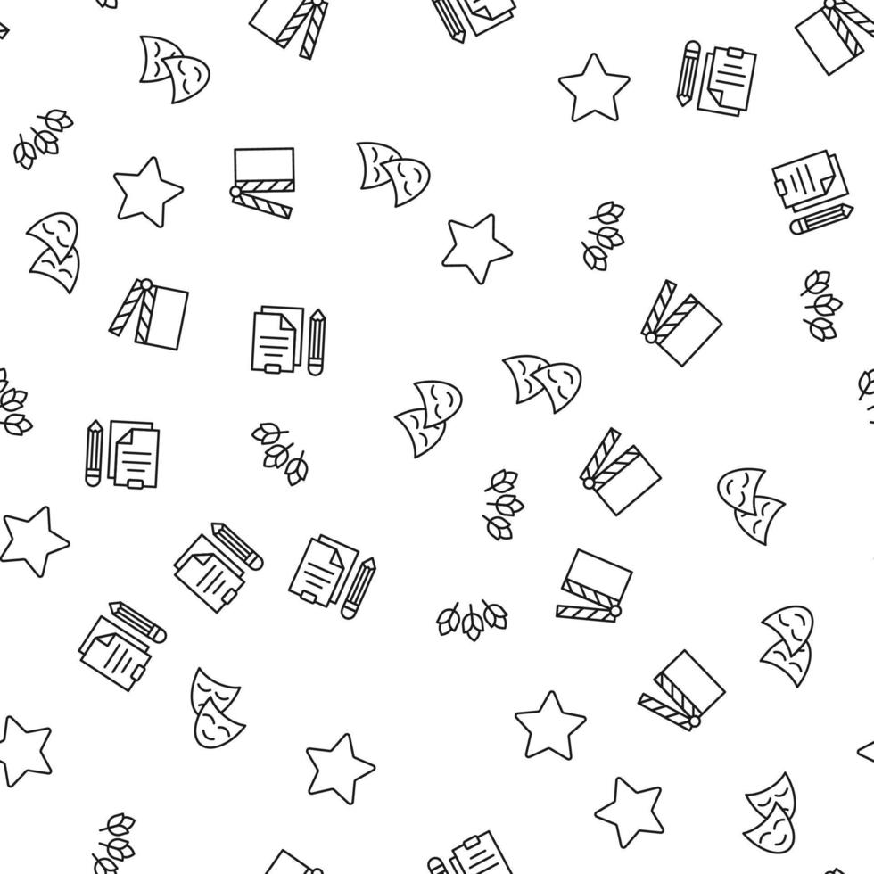 Vector seamless pattern of script, actress and theatrical masks is made of various element