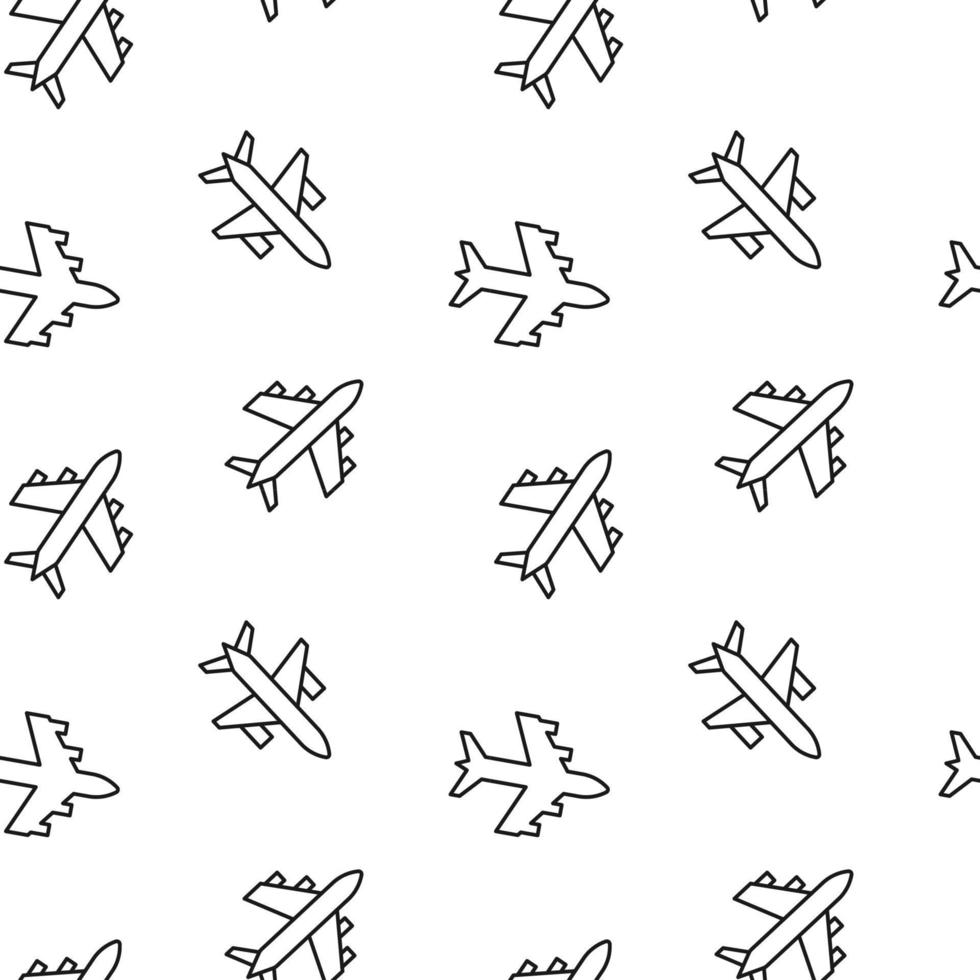Seamless repeating monochrome pattern of various flying airplanes. Perfect for web sites, apps, shops, backgrounds, wallpapers vector