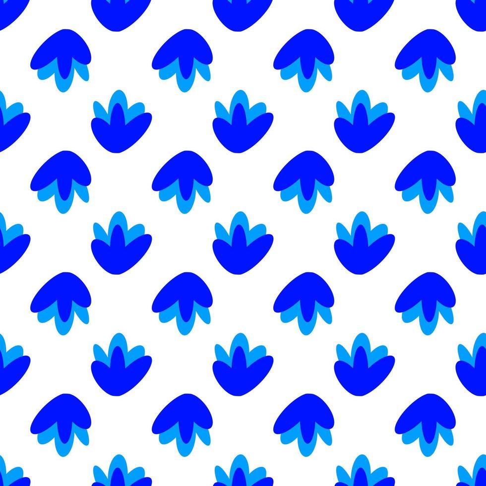 Seamless vector pattern of vibrant blue flower