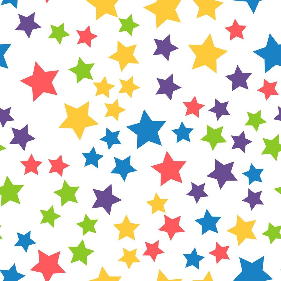 Seamless repeating pattern of yellow, blue, green, red stars for fabric, textile, papers and other various surfaces vector