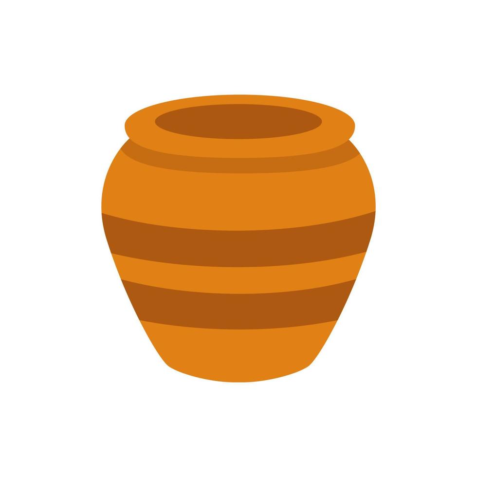 Clay pot. Vector illustration isolated on white background.