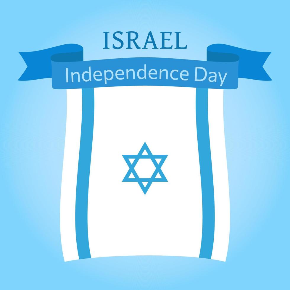 Israel independencia día celebracion póster. saludo diseño con ondulación bandera en ligero azul antecedentes. nacional fiesta diseño modelo. genial para tarjeta, sitio web, imprimir, social medios de comunicación. vector plano estilo