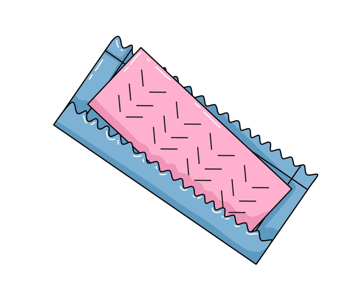 Chewing gum plate in foil vector