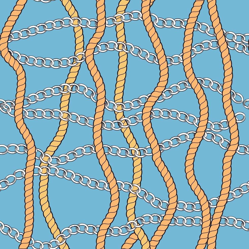 continuous design with golden rope and chains. Pattern seamless for textile industry. vector