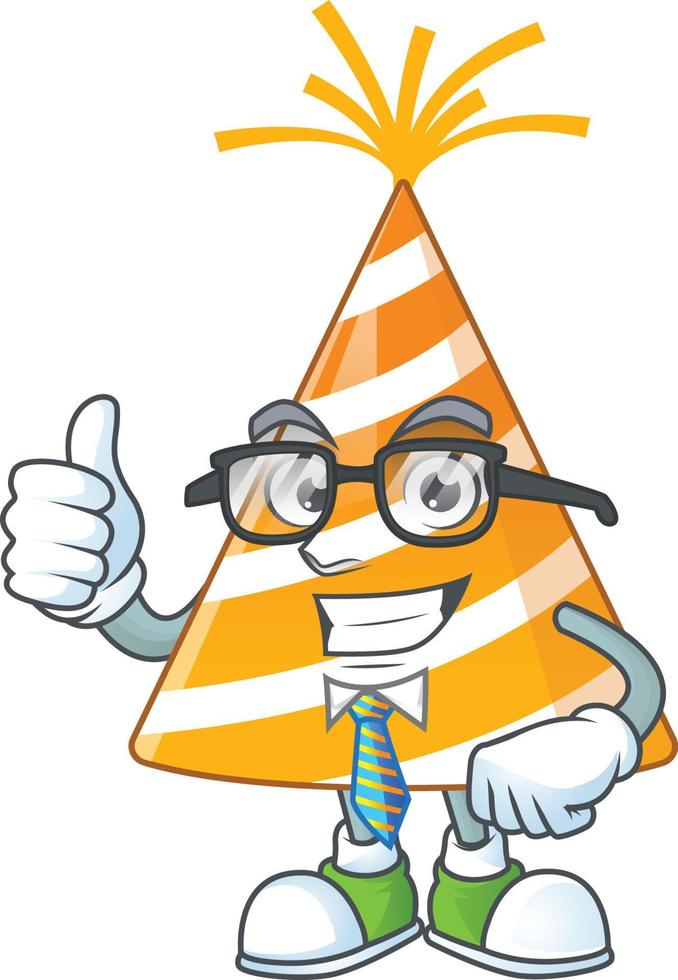 Cartoon character of yellow party hat vector