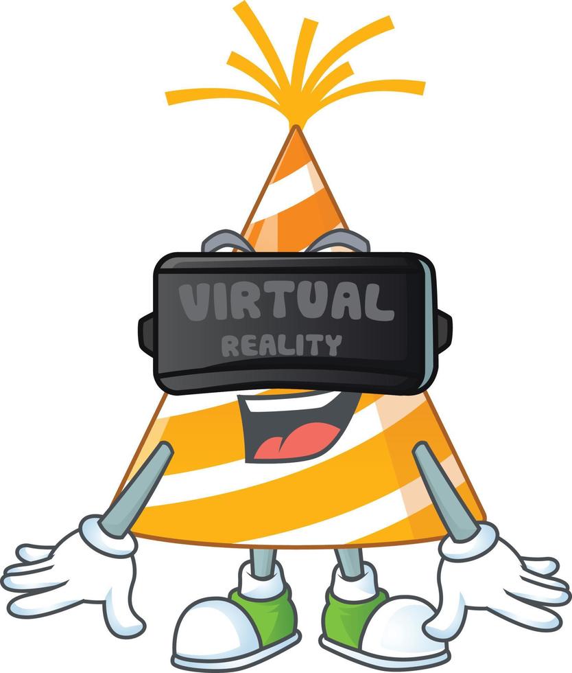 Cartoon character of yellow party hat vector