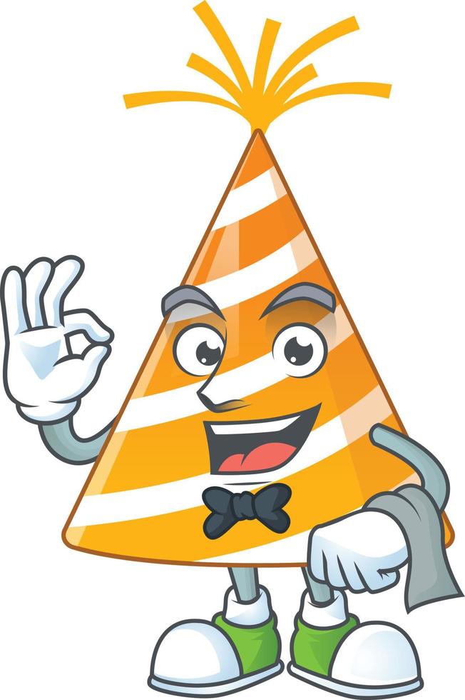 Cartoon character of yellow party hat vector