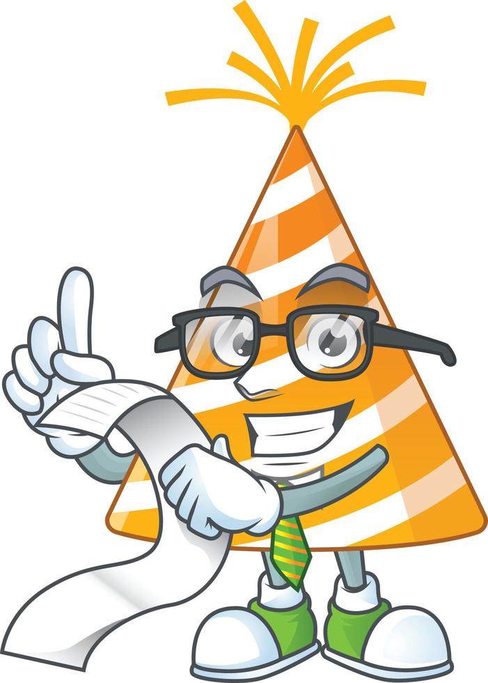 Cartoon character of yellow party hat vector