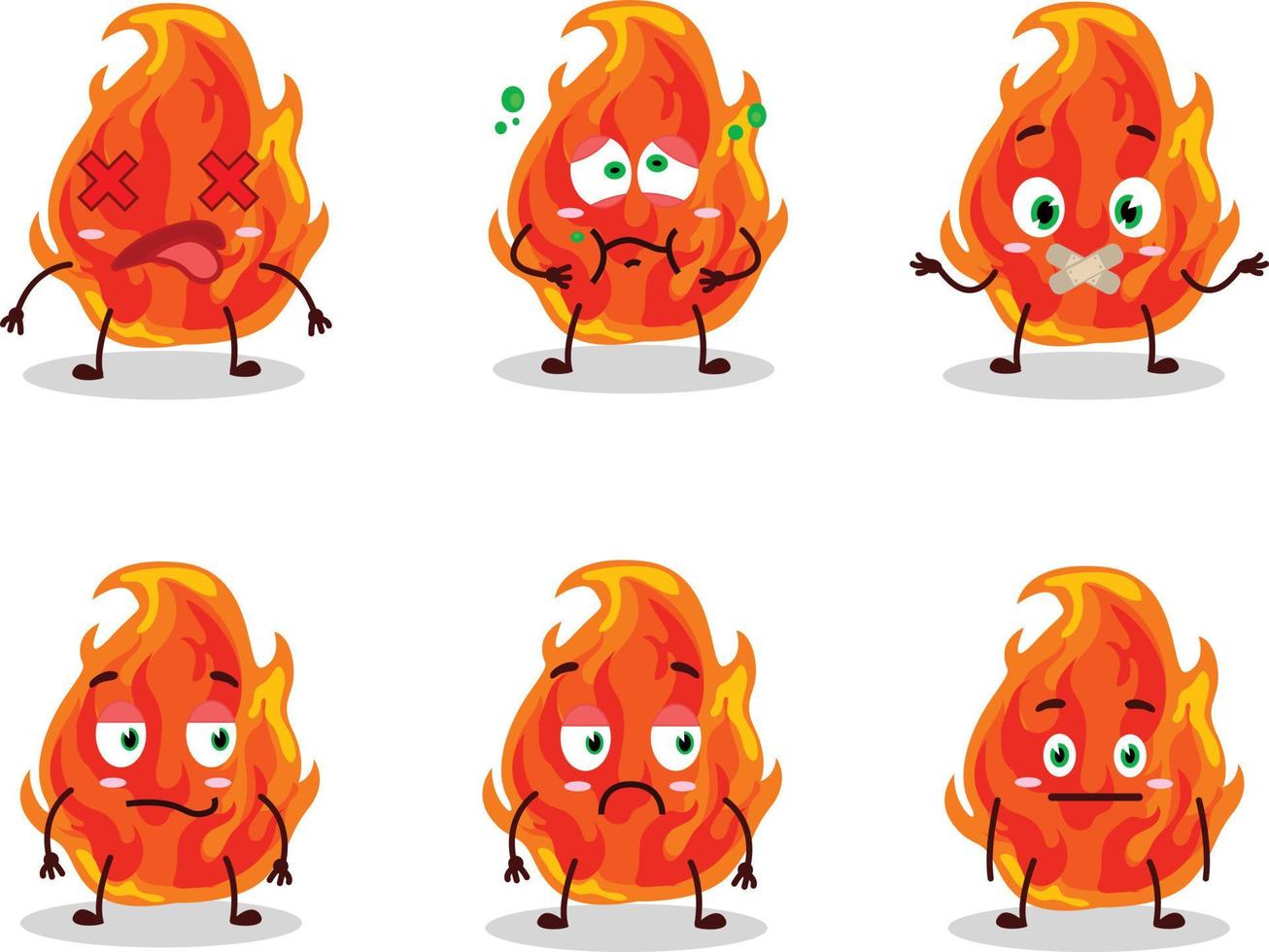 fuego dibujos animados con personaje con no expresión vector