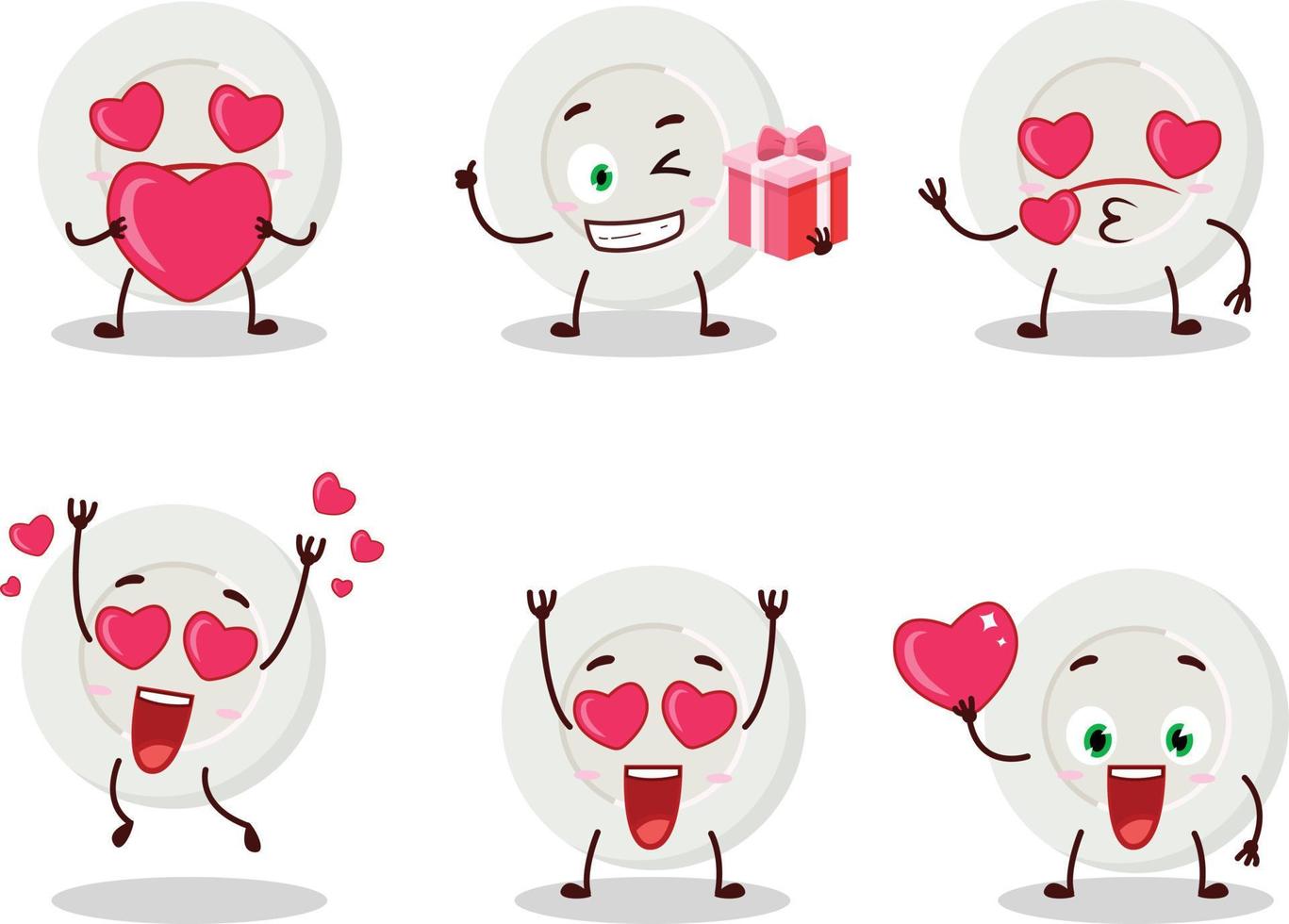 Plate angry expression cartoon character with love cute emoticon vector