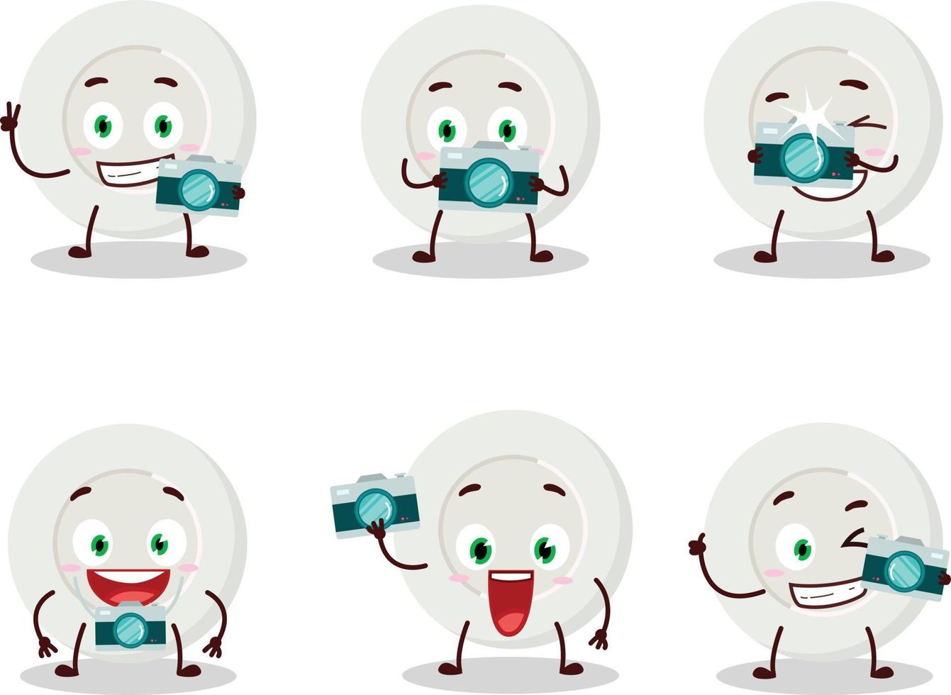 Photographer profession emoticon with plate angry expression cartoon character vector