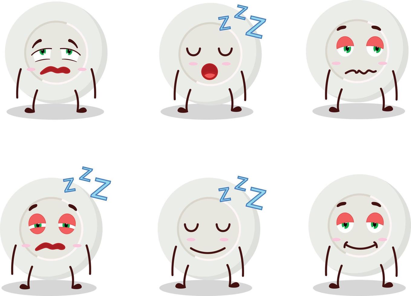 Cartoon character of plate angry expression with sleepy expression vector