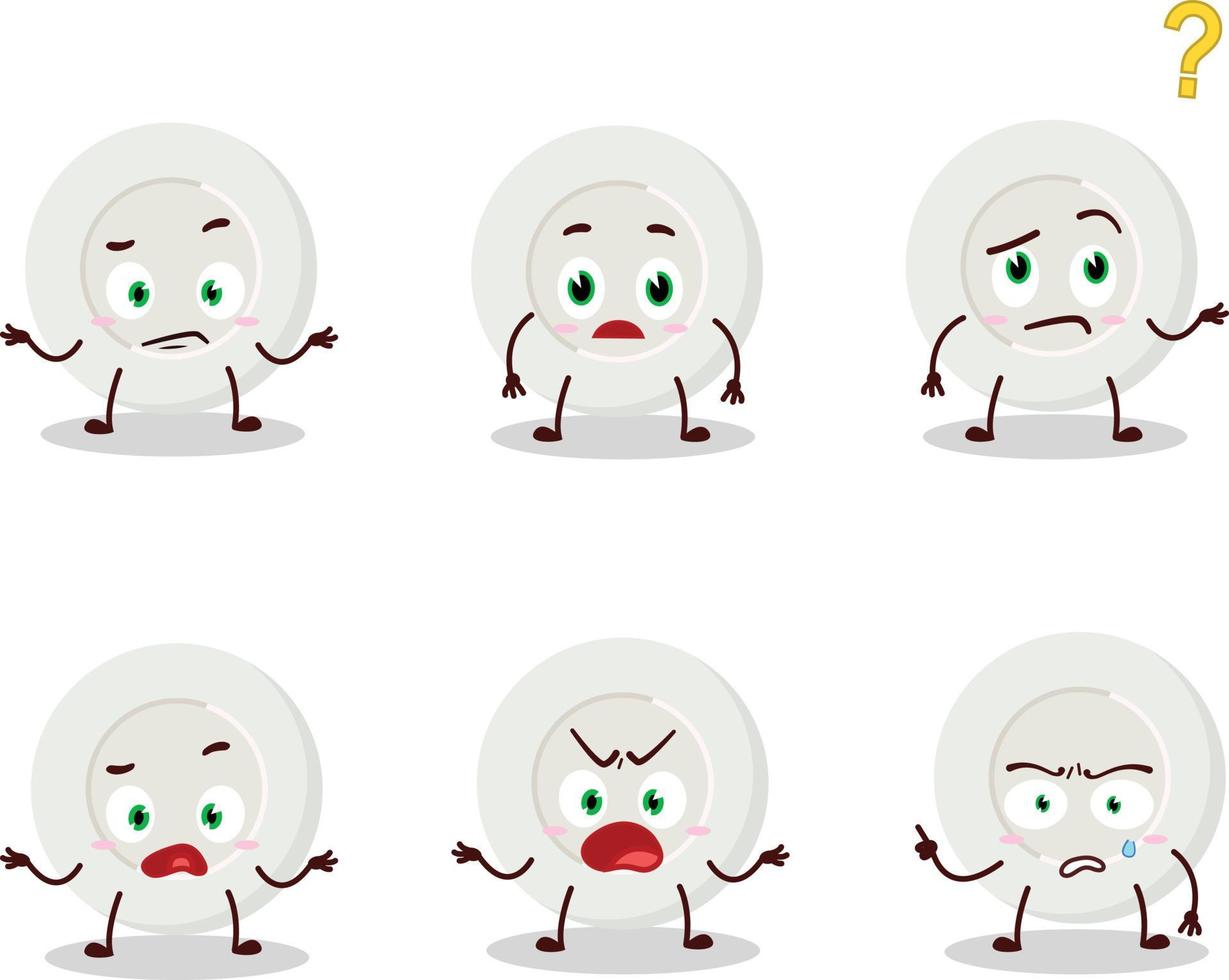 Cartoon character of plate angry expression with what expression vector