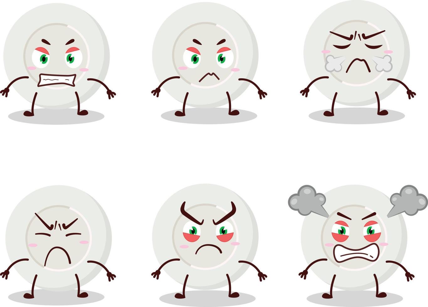 Plate angry expression cartoon character with various angry expressions vector