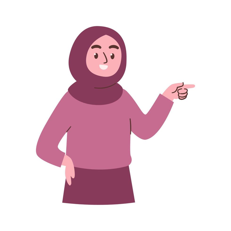 mujer musulmana con el dedo acusador vector