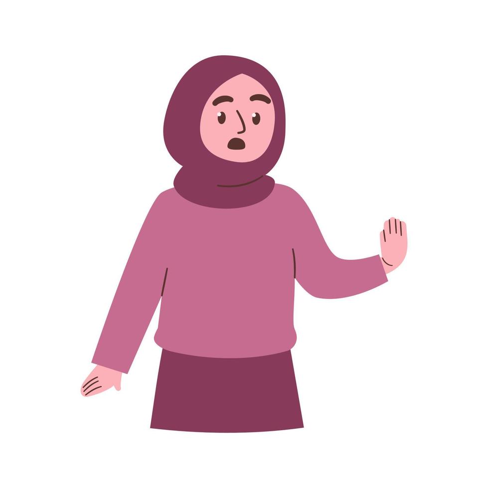 muslim Woman with refuse gesture vector