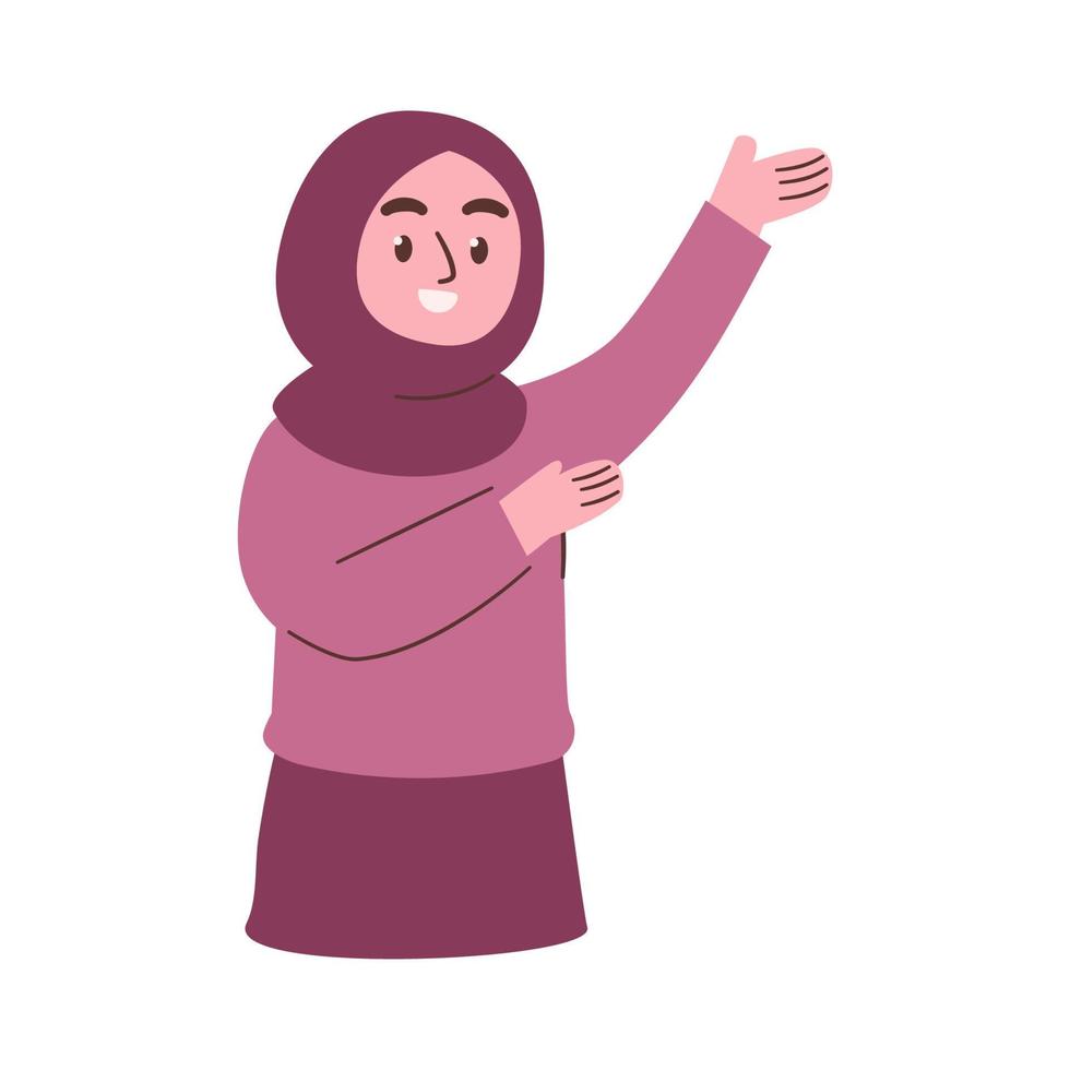 mujer musulmana con el dedo acusador vector