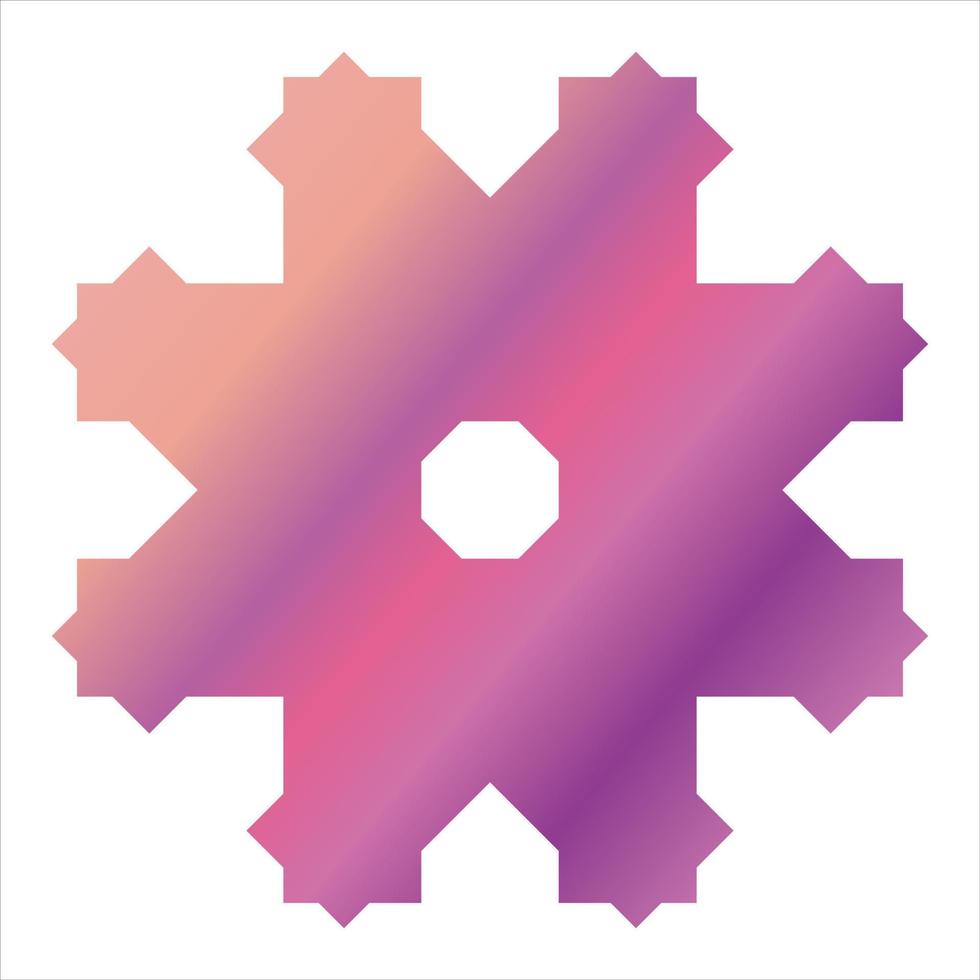Snowflake icon in gradient pink and purple colors on a white background. Snowflake vector illustration. Color pattern in the shape of a snowflake