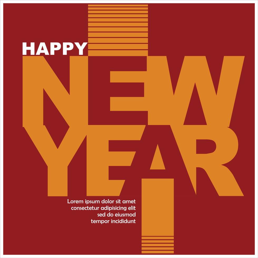 Happy New Year card in vector format. Happy new year wishes written in gold ink on a red background. Suitable for use in New Year's celebration designs