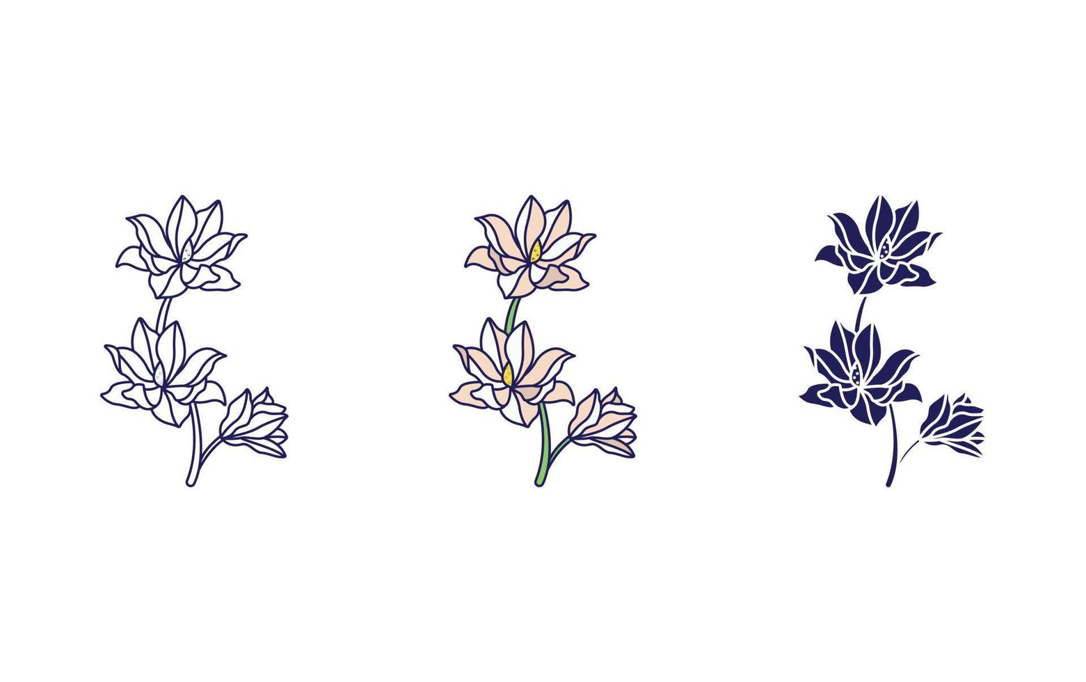 magnolia flower vector icon