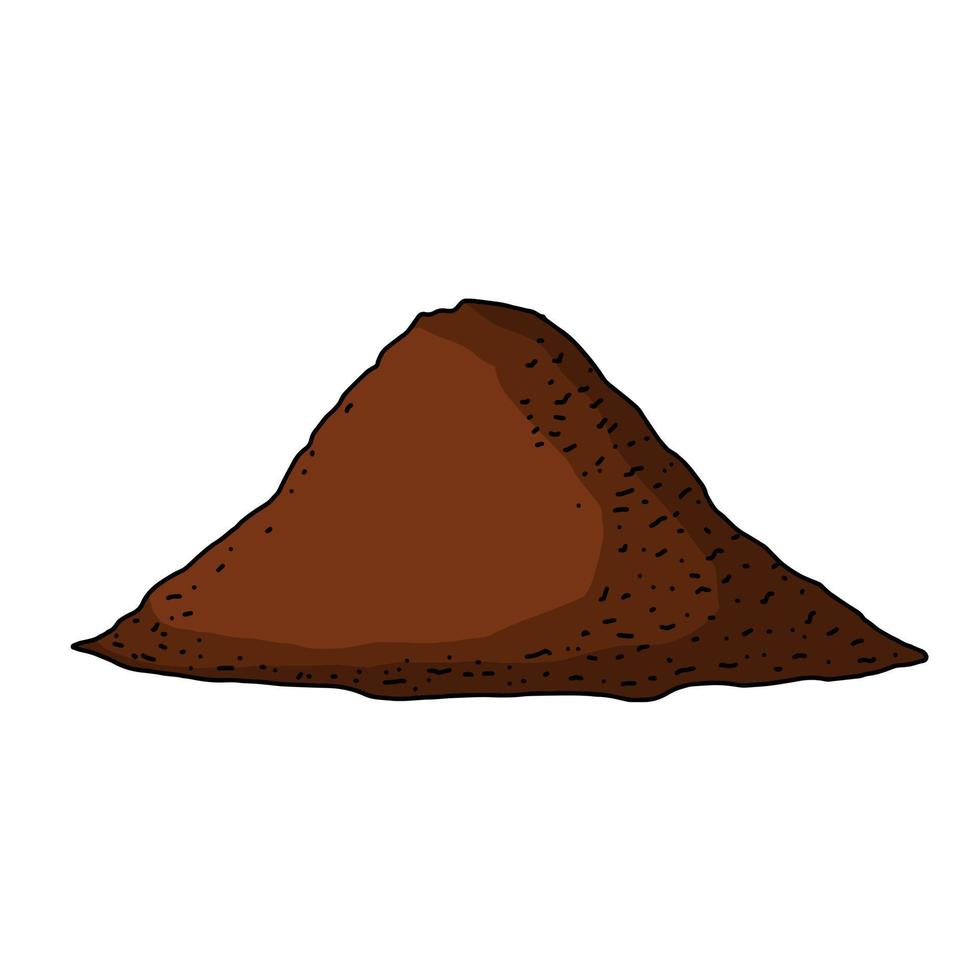 Pile of earth. Land and soil for farming. Brown mound. Flat cartoon isolated on white vector