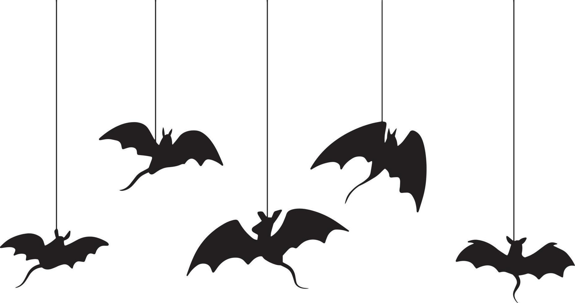 Black silhouette of bats. Halloween decorations isolated on white. vector