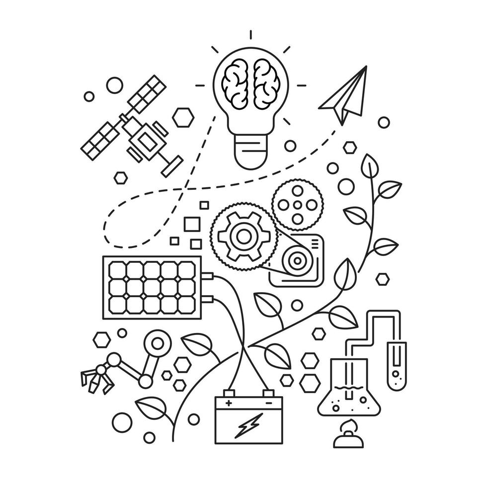 creative illustration environmentally friendly, simple line drawing on white background vector