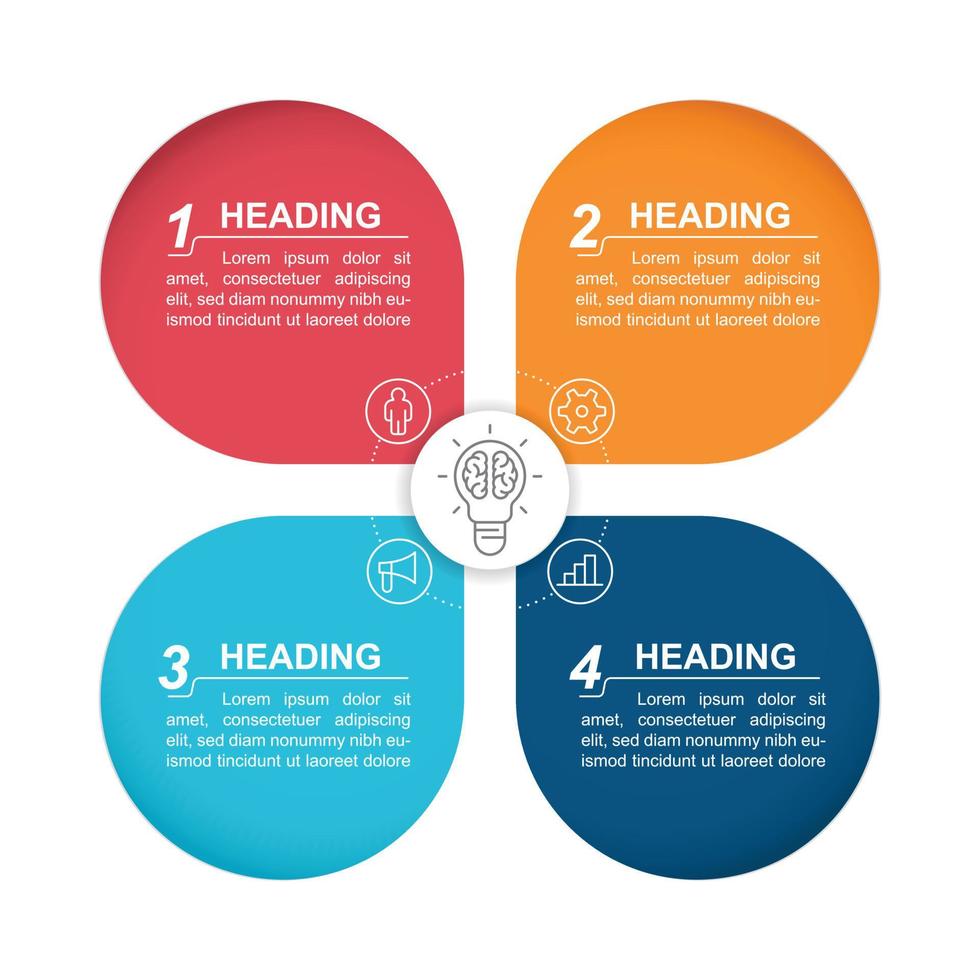 Four Column Infographic Template, White Background Graphic Elements. vector