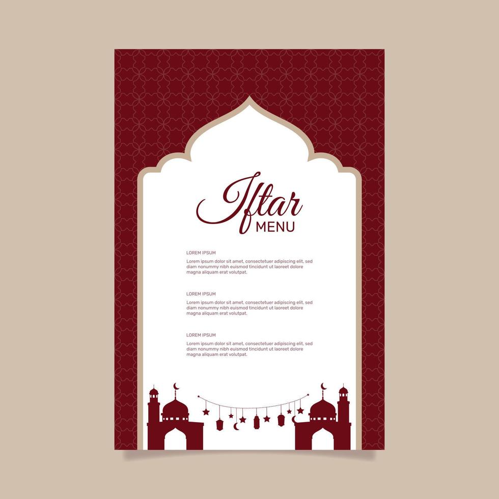 Flat iftar vertical menu template. - Vector. vector