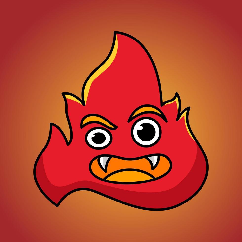 Fire emoji character cartoon illustration vector