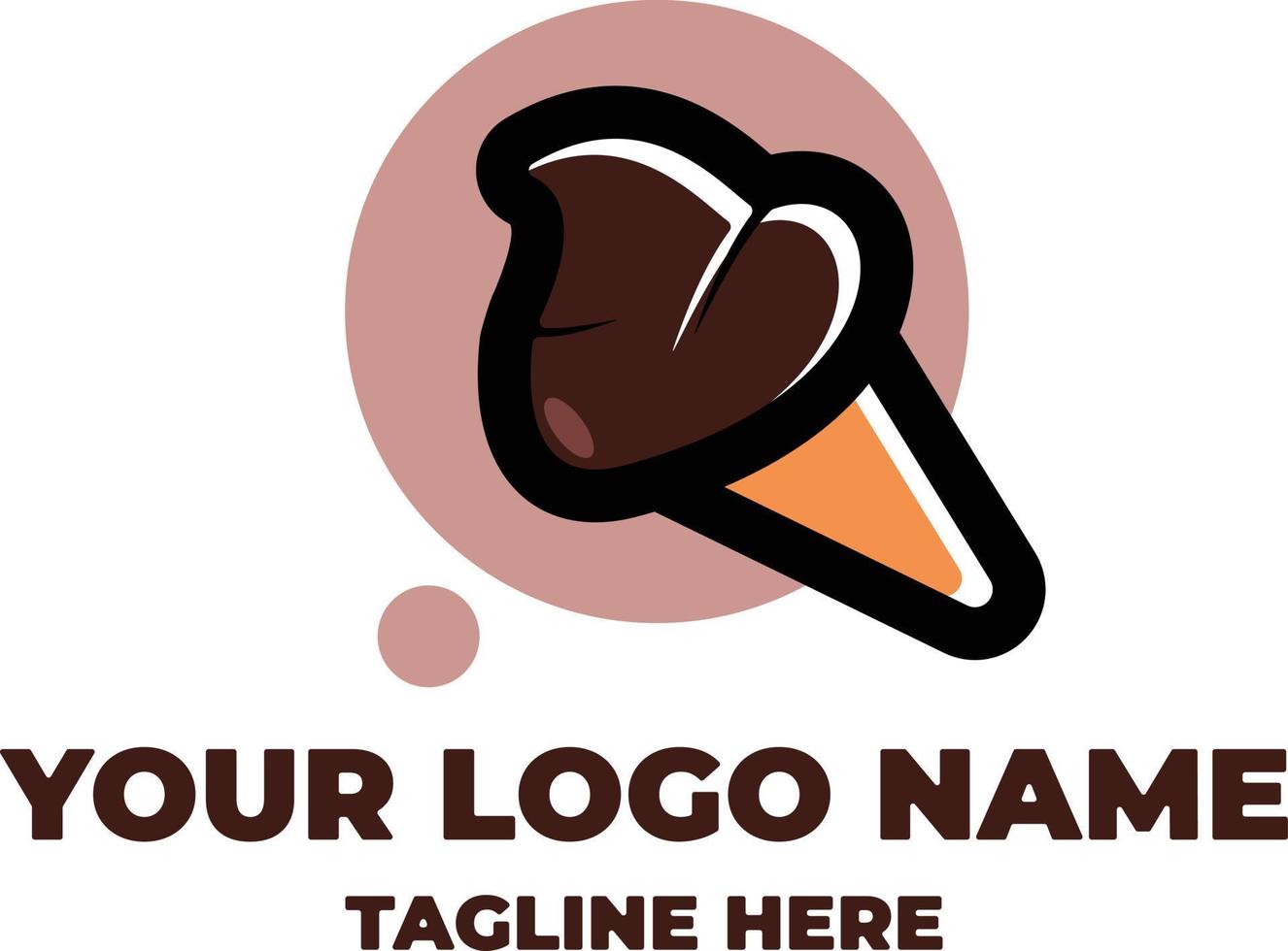 chocolate cone ice cream logo. vector illustration