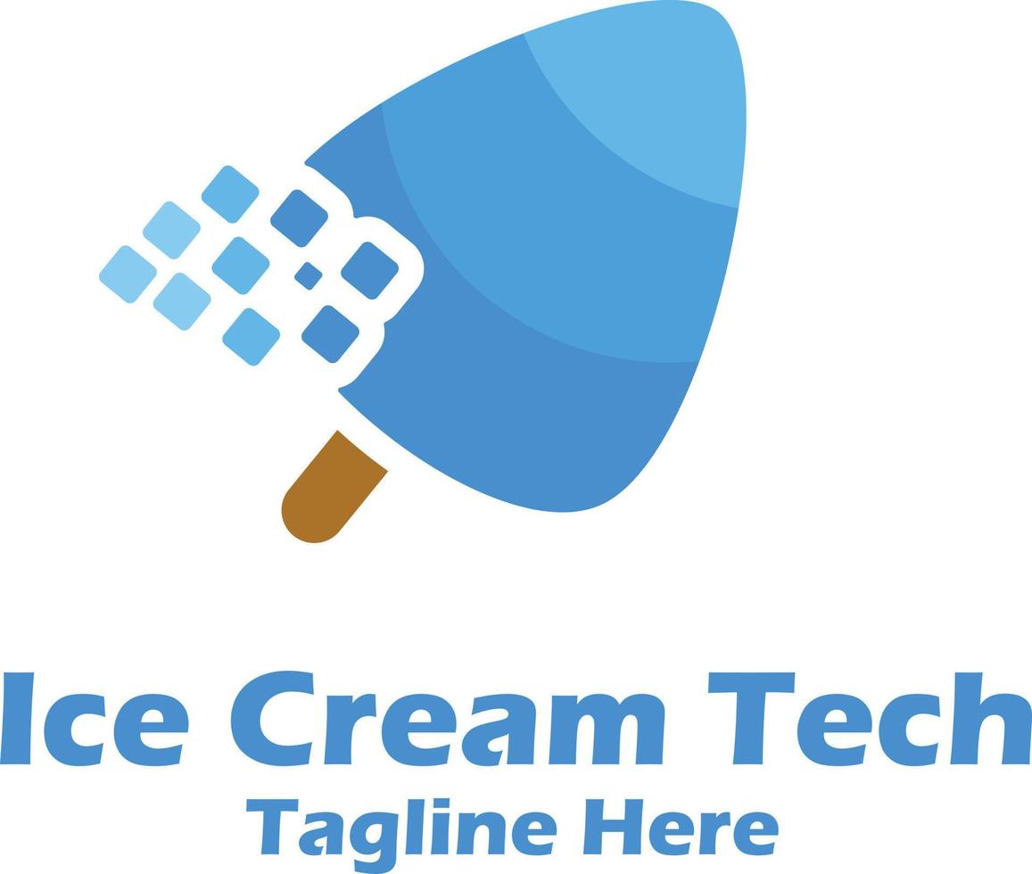 tech ice cream stick logo design template vector