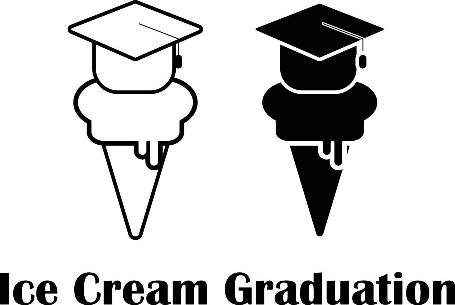 ice cream cone with graduation cap vector
