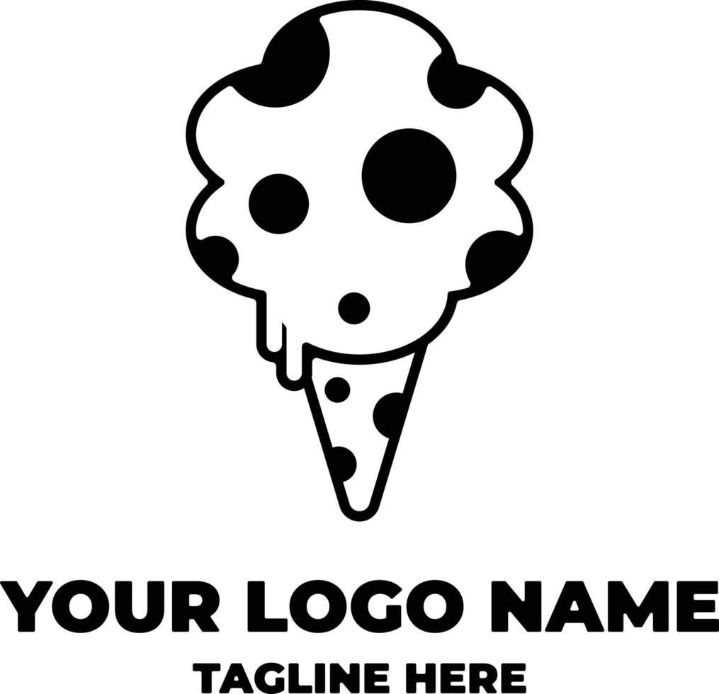 Delicious cow's milk cone ice cream logo design template, ice cream and cow pattern vector