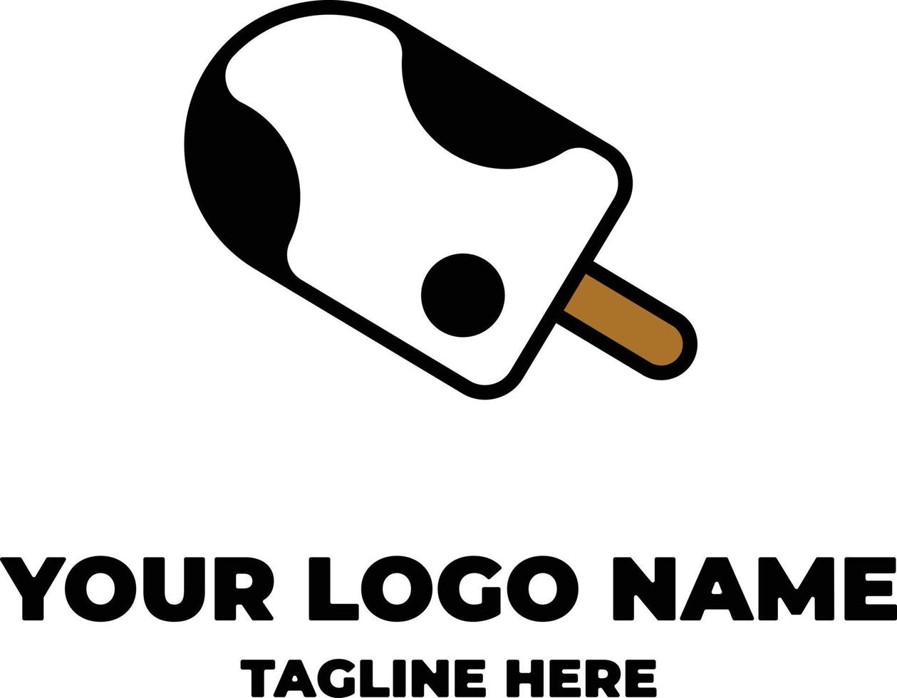 Delicious cow's milk stick ice cream logo design template, ice cream and cow pattern vector