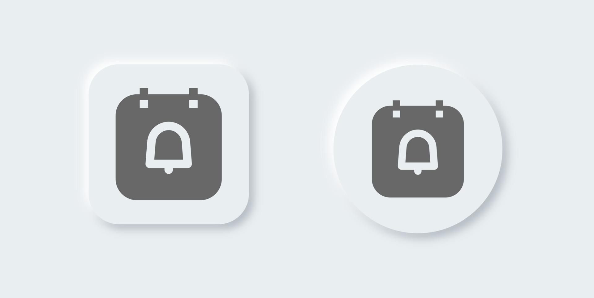 Reminder solid icon in neomorphic design style. Alert signs vector illustration.