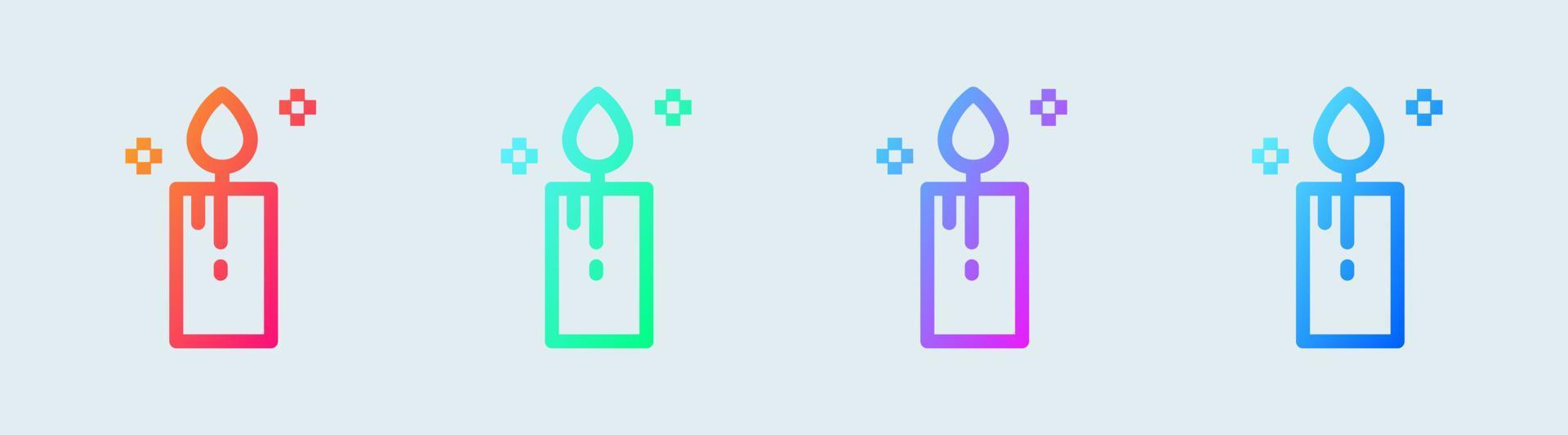 Candle line icon in gradient colors. Candlelight signs vector illustration.