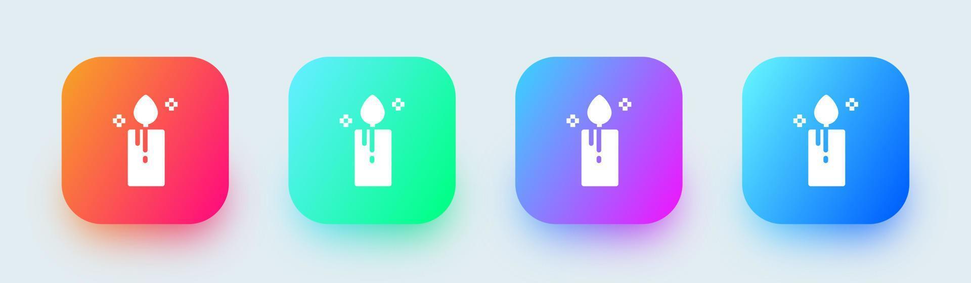 Candle solid icon in square gradient colors. Candlelight signs vector illustration.