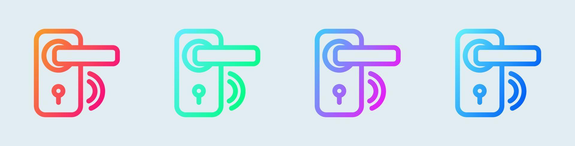 Door handle line icon in gradient colors. Lock signs vector illustration.
