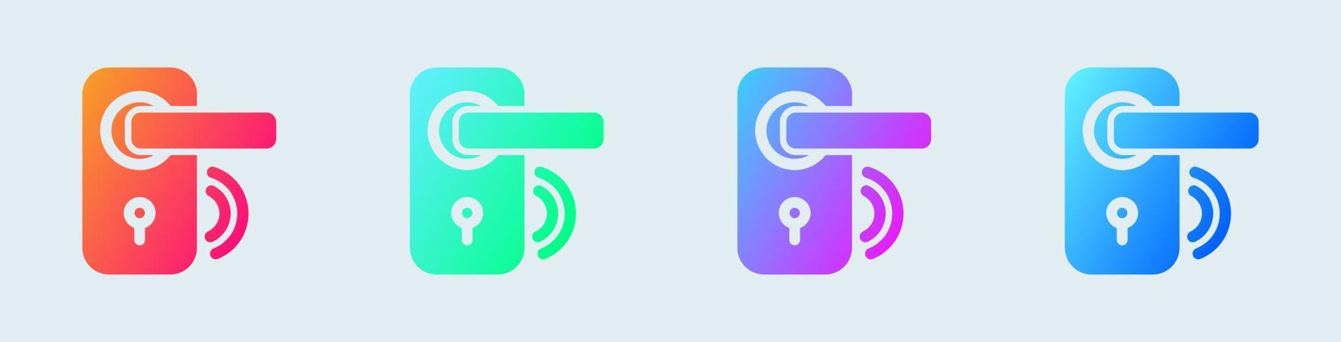 Door handle solid icon in gradient colors. Lock signs vector illustration.