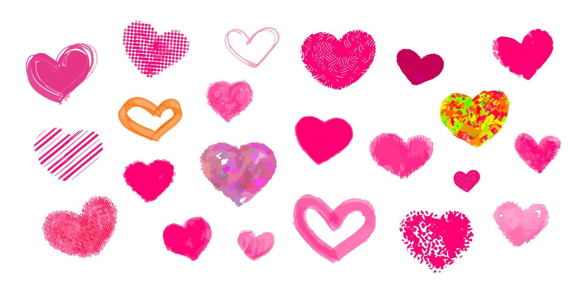 hand drawn hearts. love design elements for valentine's day. mega set. vector