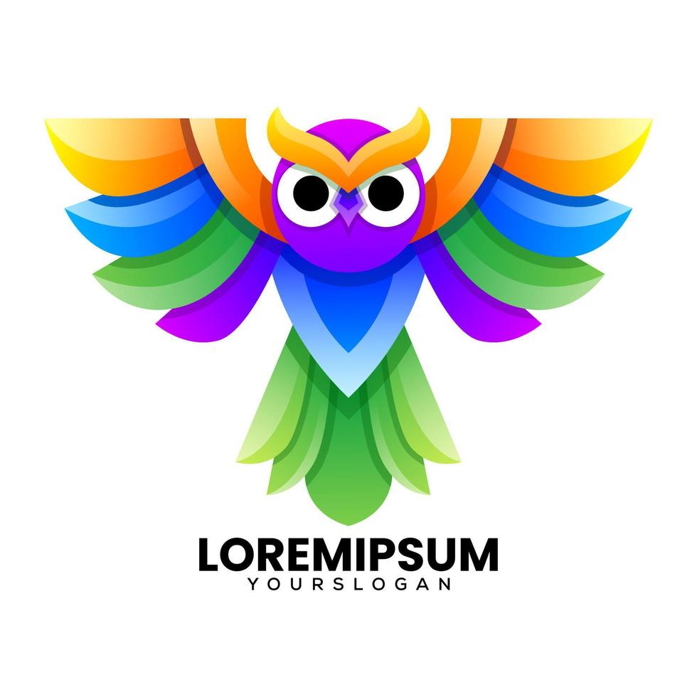 colorful bird owl logo design vector