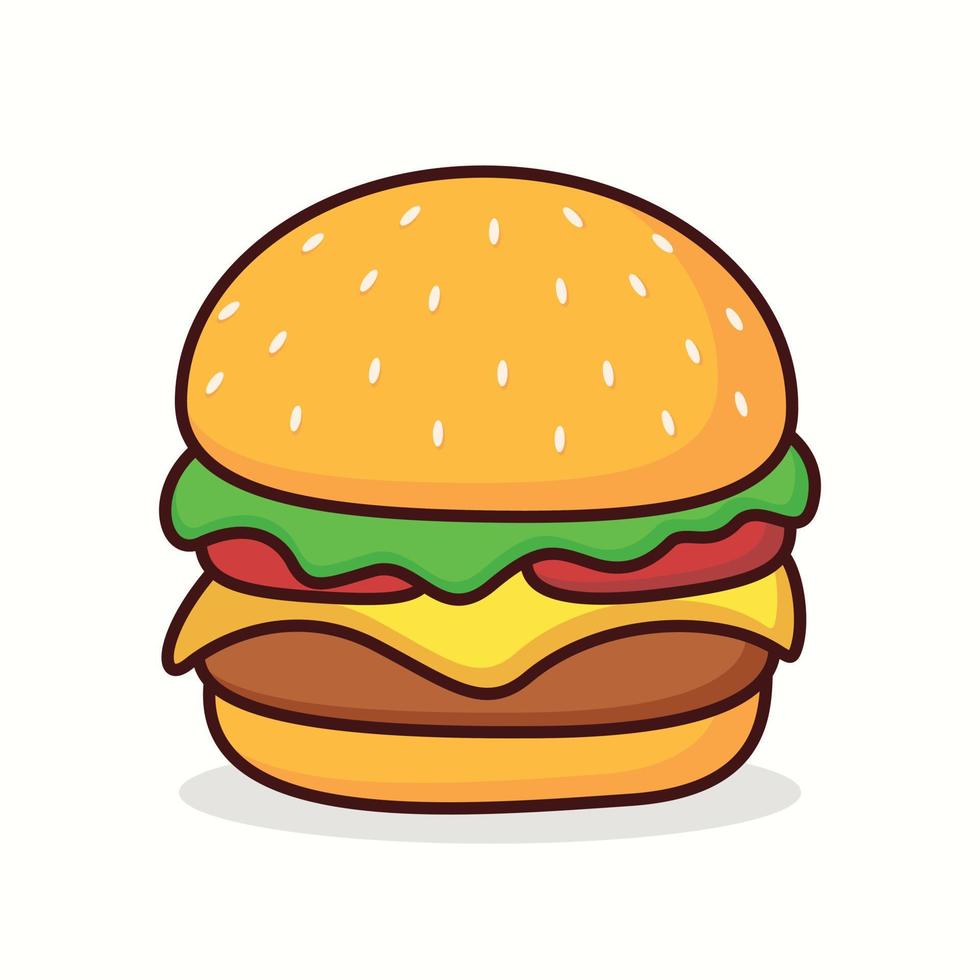 linda hamburguesa dibujos animados icono vector ilustración. delicioso hamburguesa con queso comida icono concepto ilustración, adecuado para icono, logo, pegatina, clipart