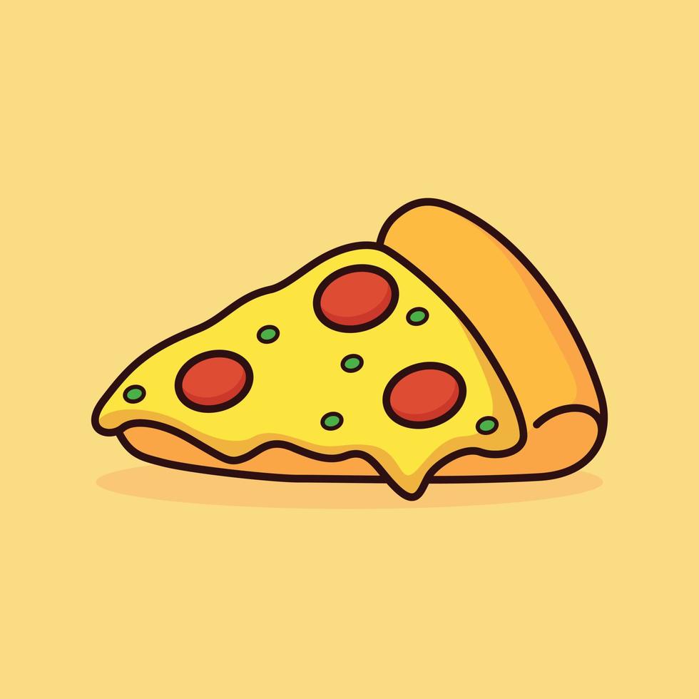 linda Pizza rebanada dibujos animados icono vector ilustración. Derretido queso pepperoni Pizza. comida icono concepto ilustración, adecuado para icono, logo, pegatina, clipart