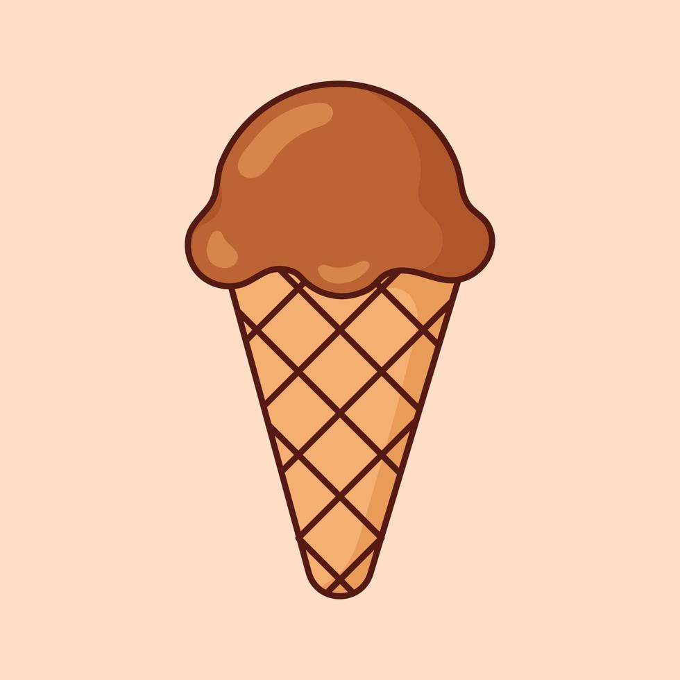 derritiendo chocolate hielo crema cucharón dibujos animados icono vector. postres y dulce comidas plano diseño icono concepto. vector plano contorno icono