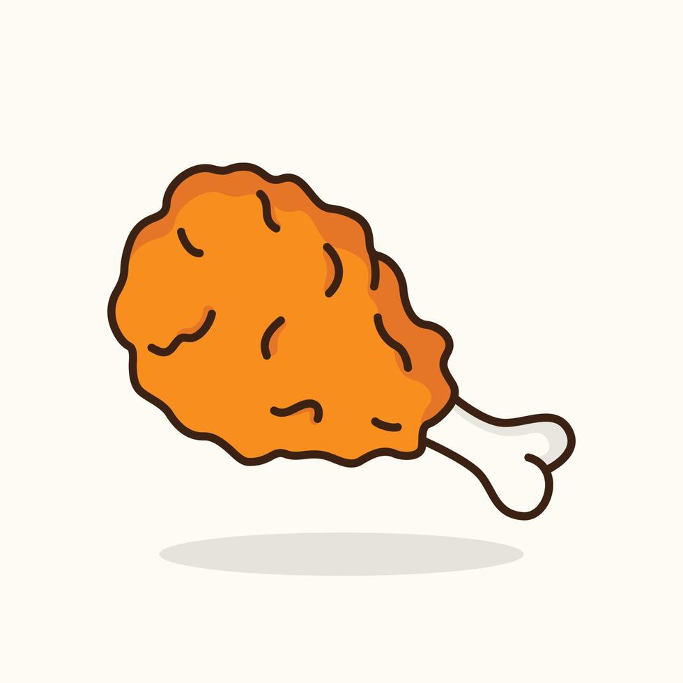 Cute fried chicken cartoon icon vector illustration. Food icon concept illustration, suitable for icon, logo, sticker, clipart