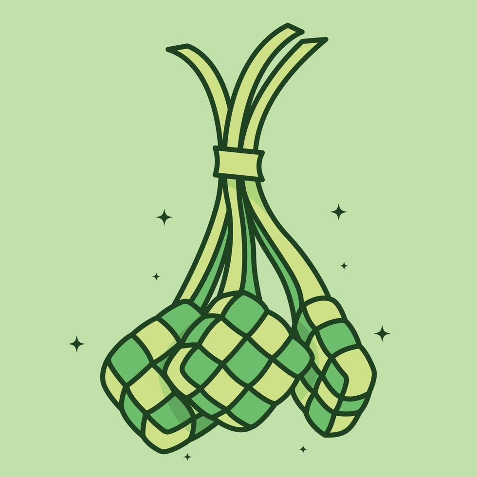 linda ketupat dibujos animados icono vector ilustración. Ramadán comida icono concepto. vector plano contorno icono