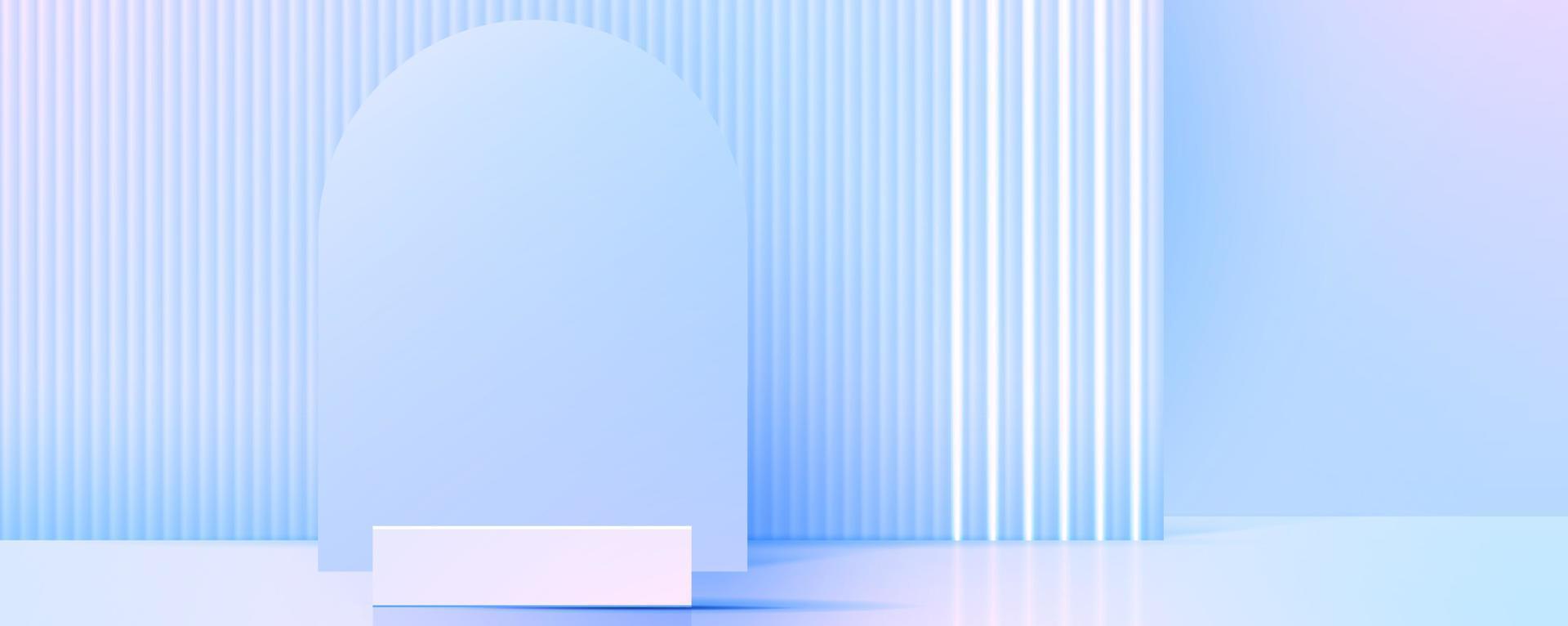 monitor podio o estar con azul y rosado degradado para producto presentación en pastel colores habitación. mínimo estilo ideal para presentación producto plataforma, anuncio publicitario, paquete demostración. vector. vector