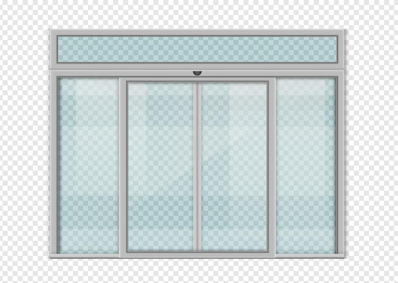Double sliding glass doors to the office, train station, supermarket with space. vector design.